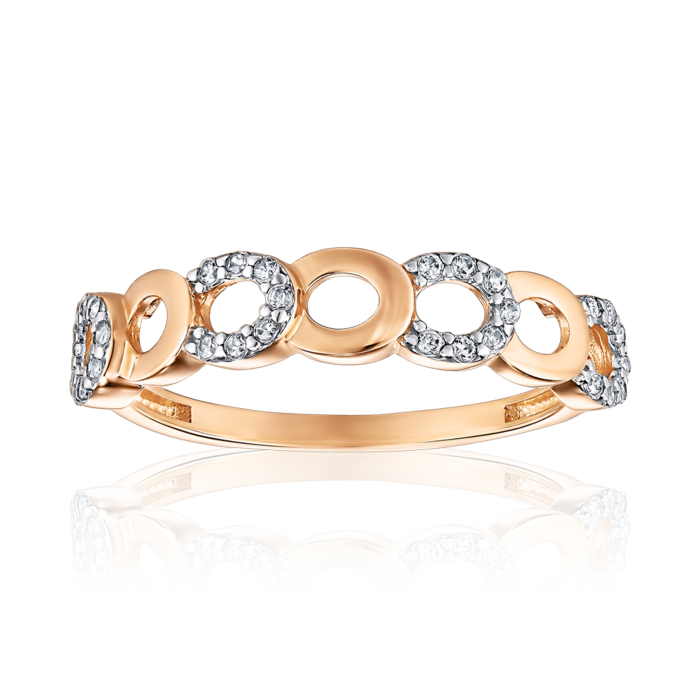 Золотое кольцо с фианитами. Артикул 18048/01/1/1