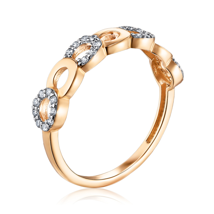 Золотое кольцо с фианитами. Артикул 18048/01/1/1