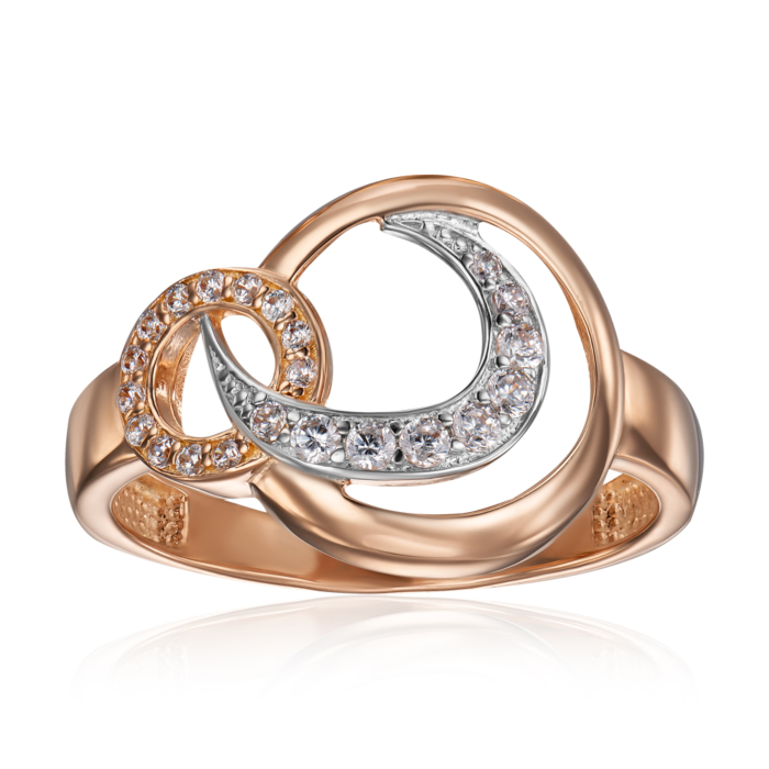 Золота каблучка з фіанітами. Артикул 18049/01/1/75