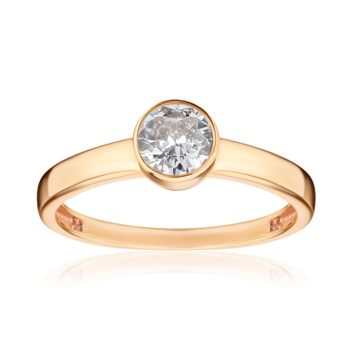 Золотое кольцо с фианитом 18056/01/0/22