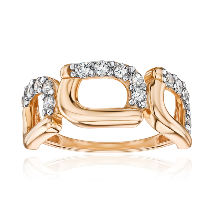 Золота каблучка з фіанітами 18076/01/1/17