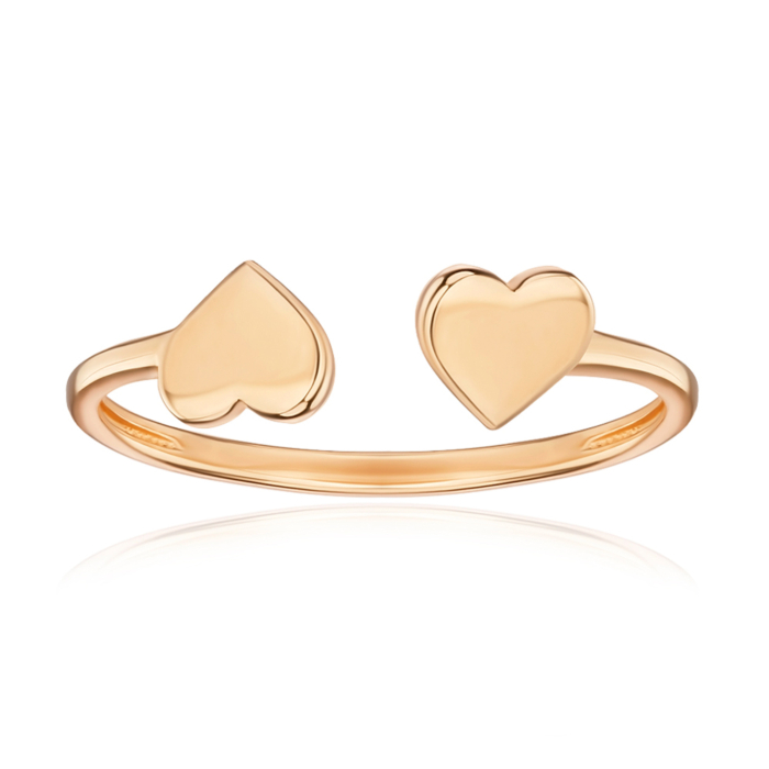 Золотое кольцо Сердечки без вставки 18077/01/0