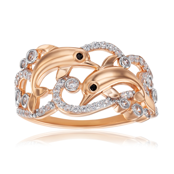 Золотое кольцо с фианитами. Артикул 18102/01/1/576