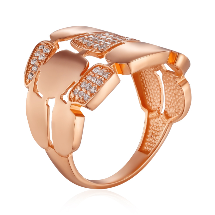 Золота каблучка з фіанітами. Артикул 18104/01/0/323