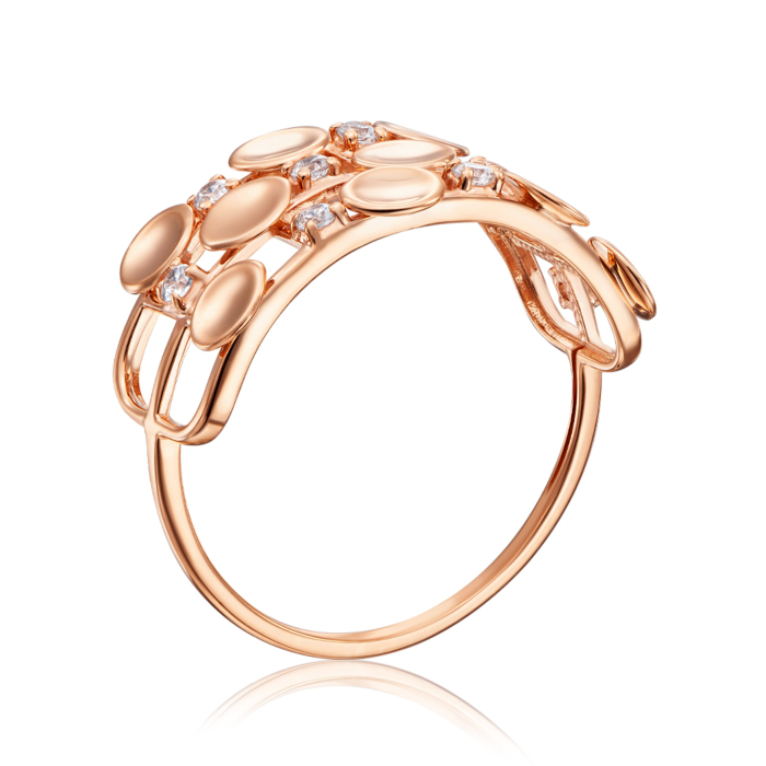 Золотое кольцо с фианитами. Артикул 18129/01/0/46