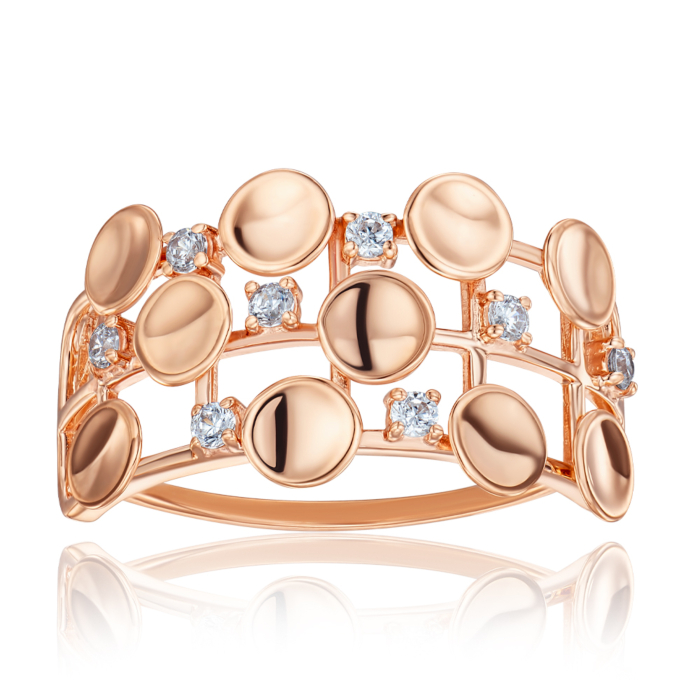 Золотое кольцо с фианитами. Артикул 18129/01/0/46