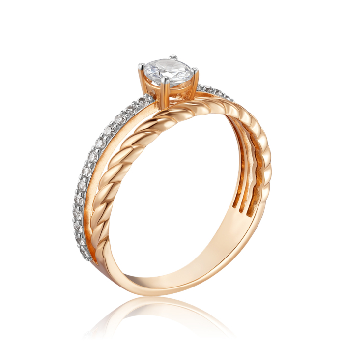 Золота каблучка з фіанітами 18130/01/1/18