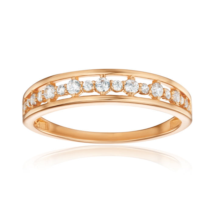 Золота каблучка з фіанітами 18132/01/0/117