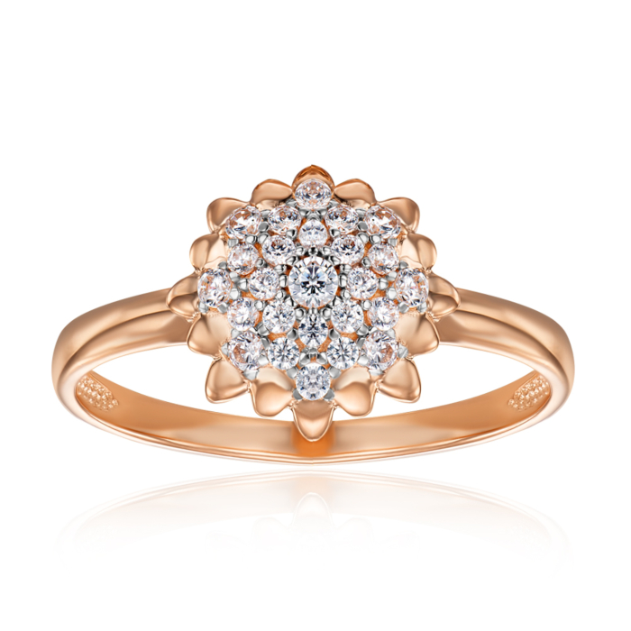 Золота каблучка з фіанітами. Артикул 18150/01/1/2