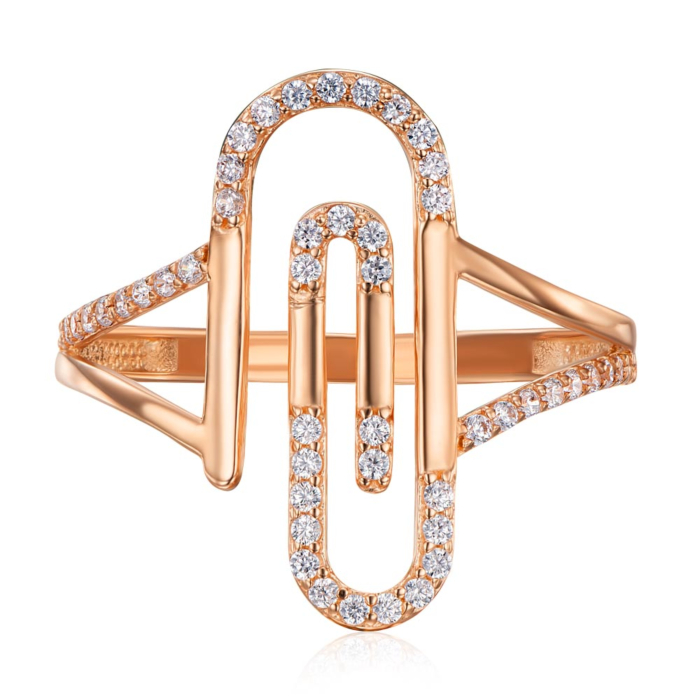 Золотое кольцо с фианитами. Артикул 18158/01/0/1