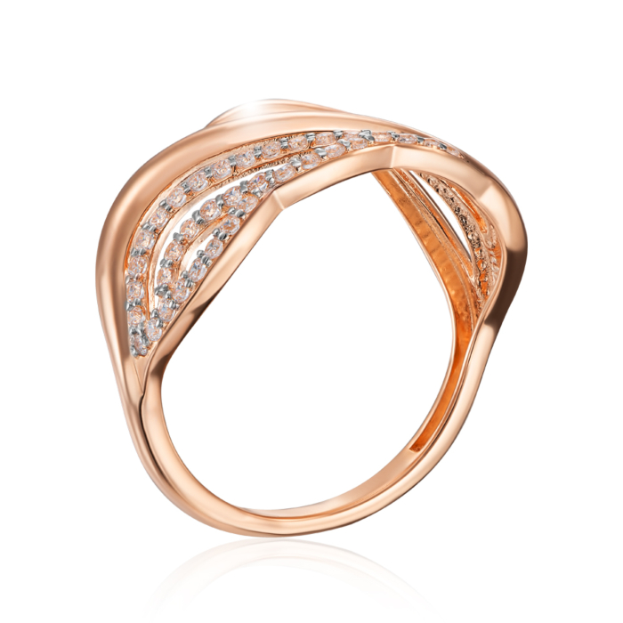 Золотое кольцо с фианитами. Артикул 18172/01/0/1