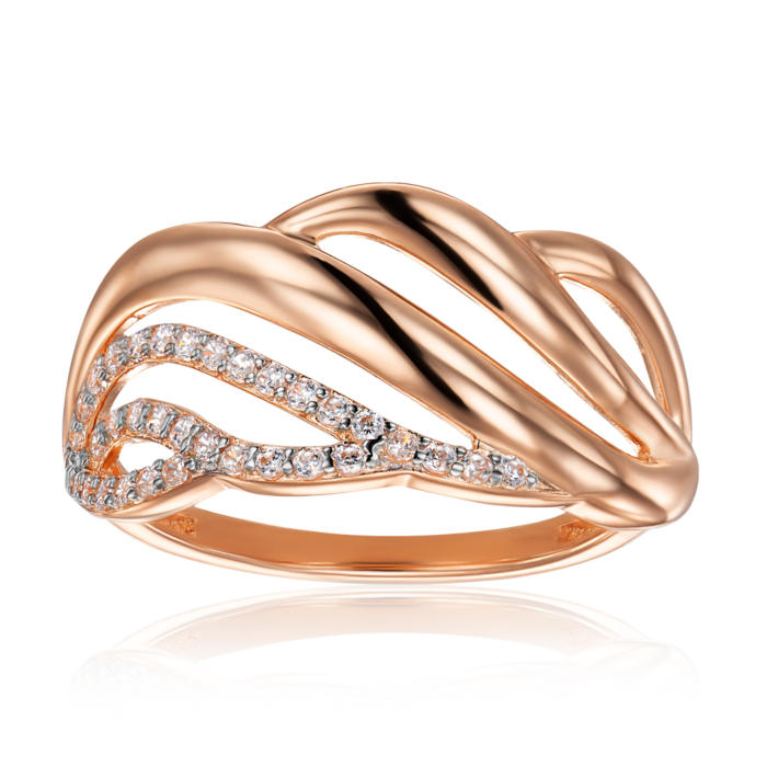 Золотое кольцо с фианитами. Артикул 18172/01/0/1