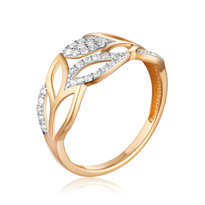 Золота каблучка з фіанітами 18205/01/1/1