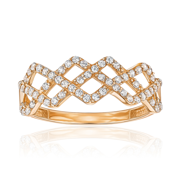 Золотое кольцо с фианитами 18220/01/0/1