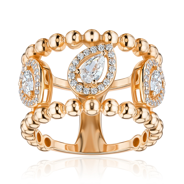 Золота каблучка з фіанітами 18221/01/0/2664