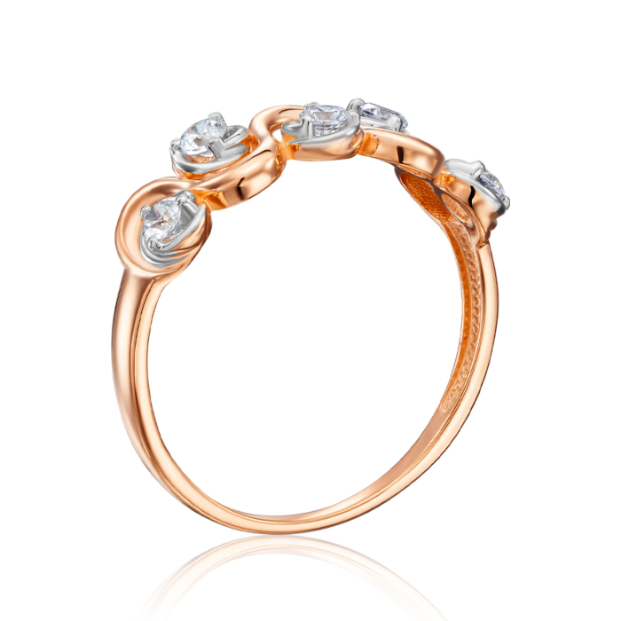Золотое кольцо с фианитами. Артикул 18222/01/1/52