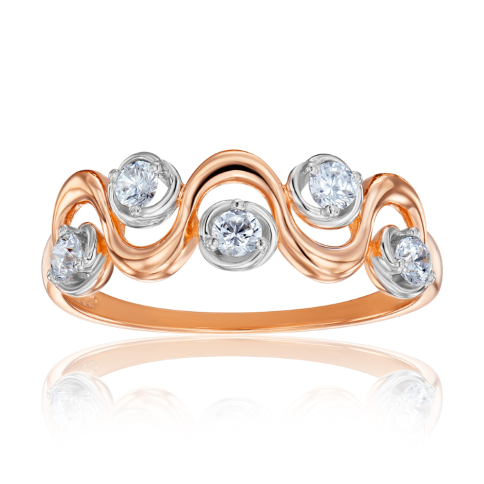 Золотое кольцо с фианитами. Артикул 18222/01/1/52