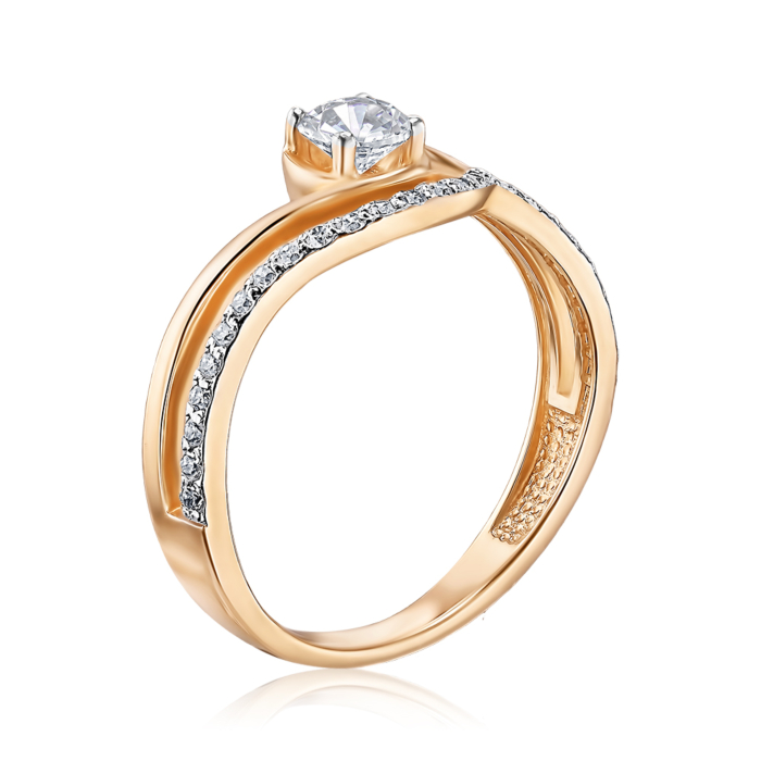 Золотое кольцо с фианитами. Артикул 18256/01/1/26