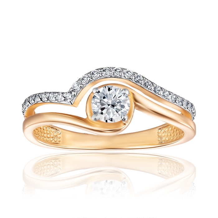 Золотое кольцо с фианитами. Артикул 18256/01/1/26