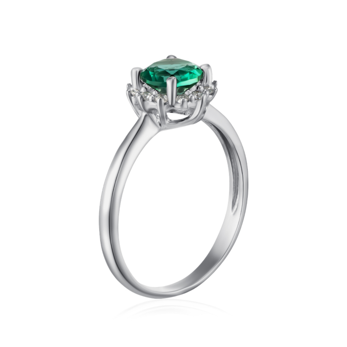 Срібна каблучка з кварцом та фіанітами. Артикул 1825/1р-QGR