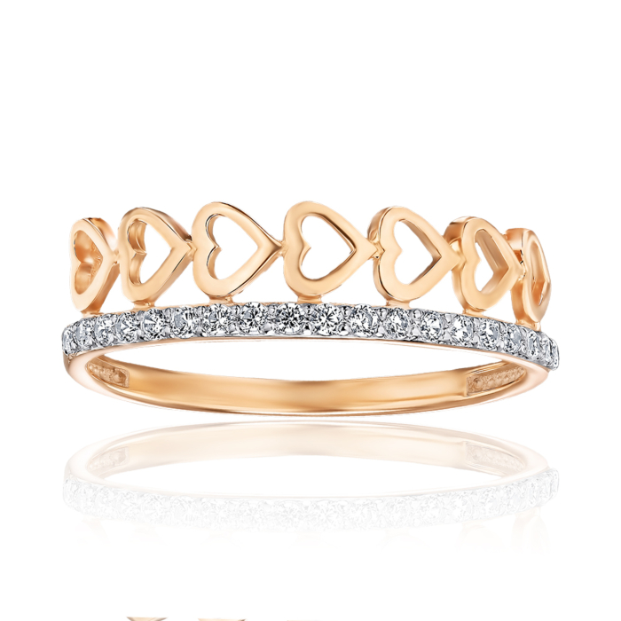 Золота каблучка з фіанітами. Артикул 18275/01/1/13