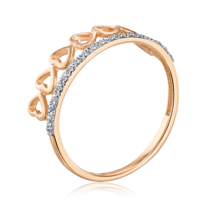 Золота каблучка з фіанітами. Артикул 18275/01/1/13