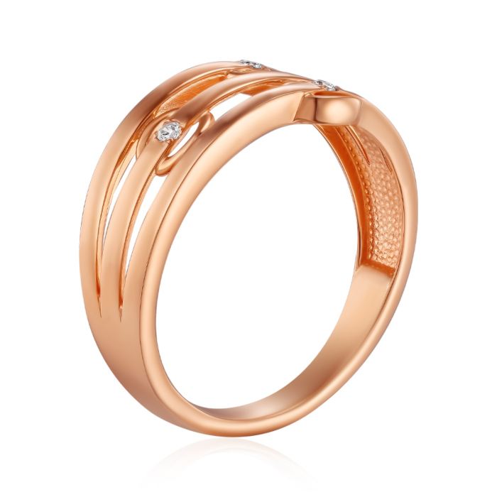 Золотое кольцо с фианитами. Артикул 18289/01/0/3