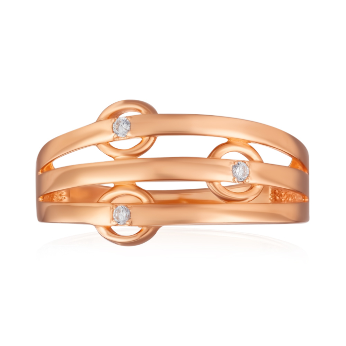 Золотое кольцо с фианитами. Артикул 18289/01/0/3