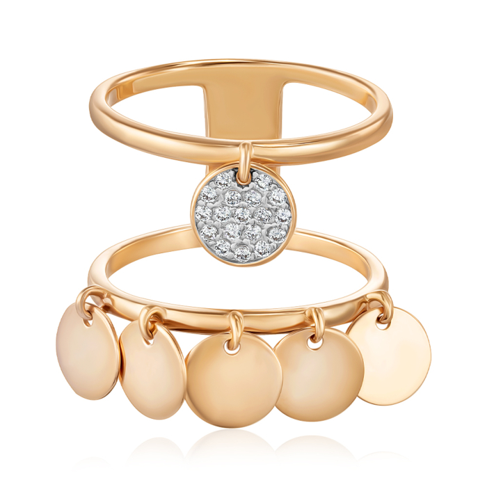 Золота фалангова каблучка. Артикул 18363/01/1/1