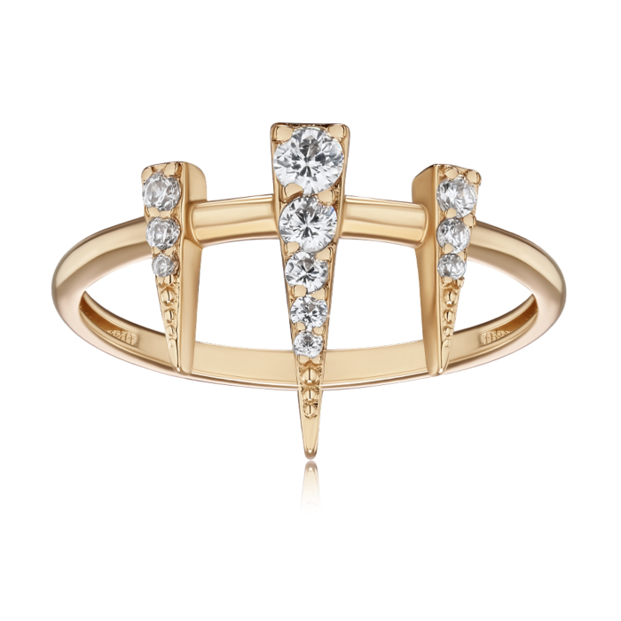 Золота каблучка з фіанітами 18390/01/0/2744