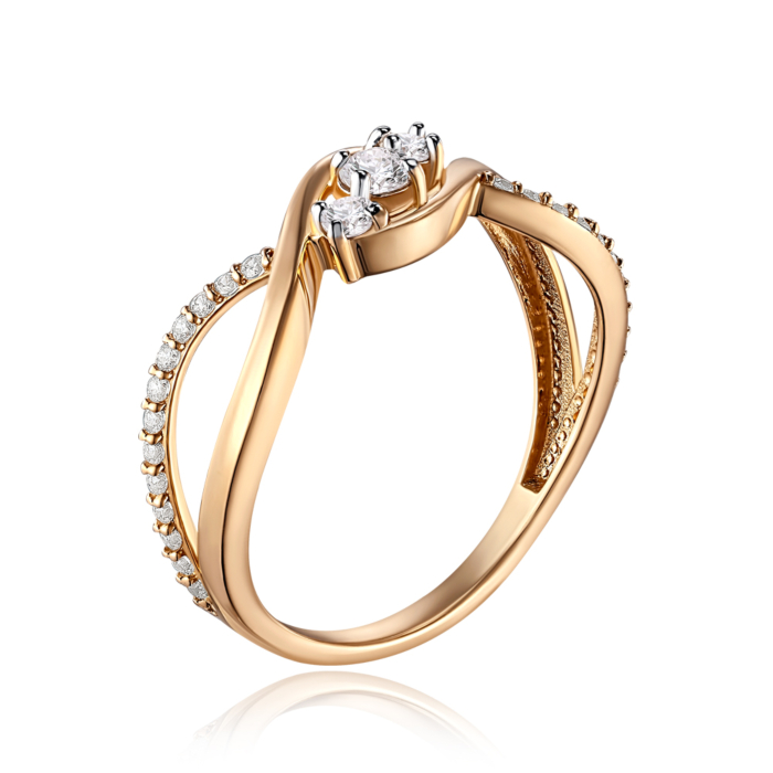 Золотое кольцо с фианитами. Артикул 18400/01/1/4397