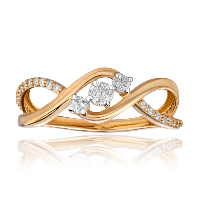 Золотое кольцо с фианитами. Артикул 18400/01/1/4397