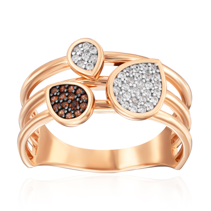 Золотое кольцо с фианитами. Артикул 18423/01/1/303