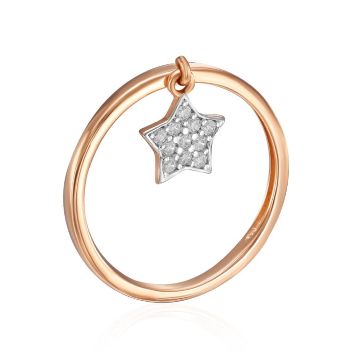 Золота каблучка з фіанітами. Артикул 18426/01/1/13