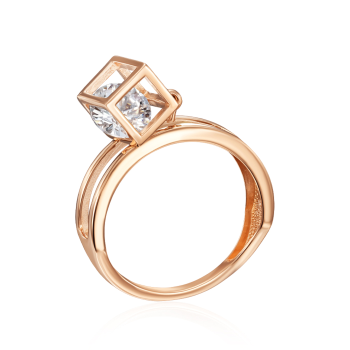 Золотое кольцо с фианитом. Артикул 18443/01/0/25