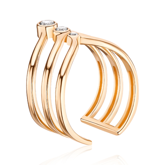 Золота фалангова каблучка з фіанітами 18464/01/0/3395