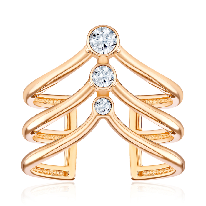 Золота фалангова каблучка з фіанітами 18464/01/0/3395