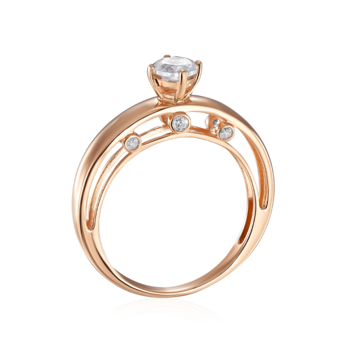 Золота каблучка з фіанітами. Артикул 18502/01/0/2398