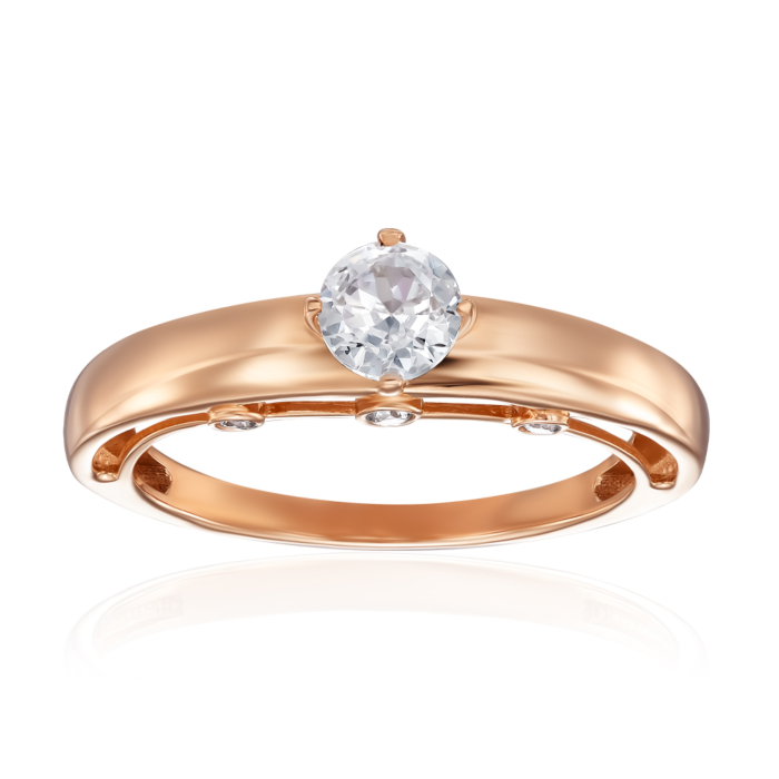 Золота каблучка з фіанітами. Артикул 18502/01/0/2398