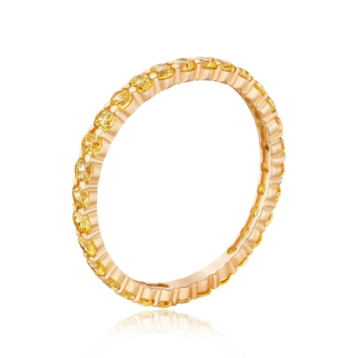 Золота каблучка з жовтими фіанітами 18508/01/0/4441