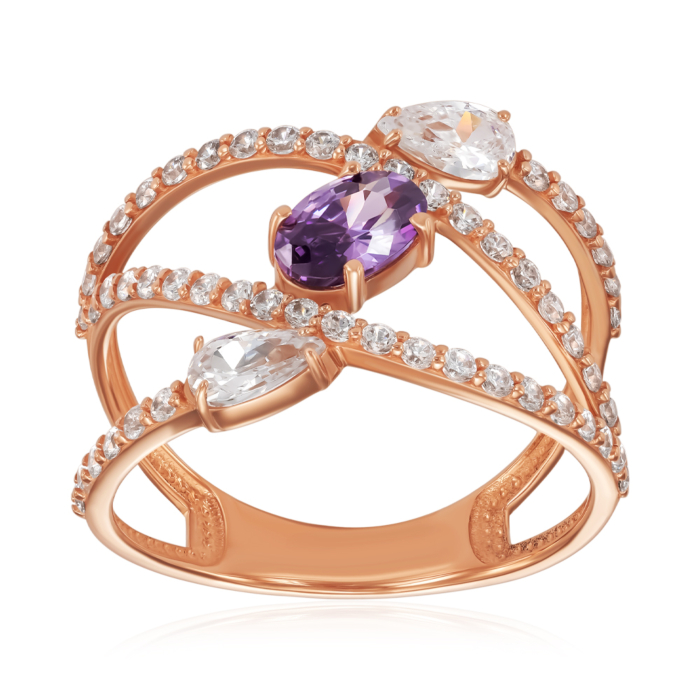 Золота каблучка з фіанітами. Артикул 18532/01/0/4924