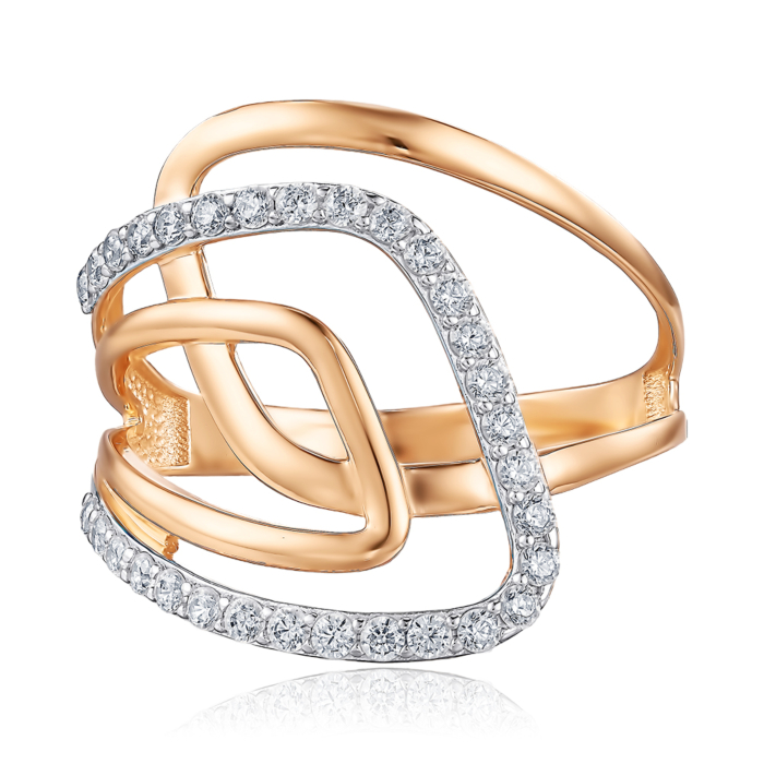 Золота каблучка з фіанітами 18533/01/1/3