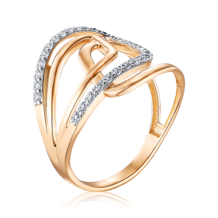 Золота каблучка з фіанітами 18533/01/1/3