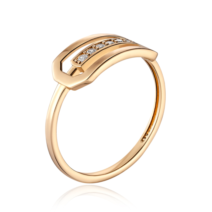 Золотое кольцо с фианитами. Артикул 18536/01/0/13