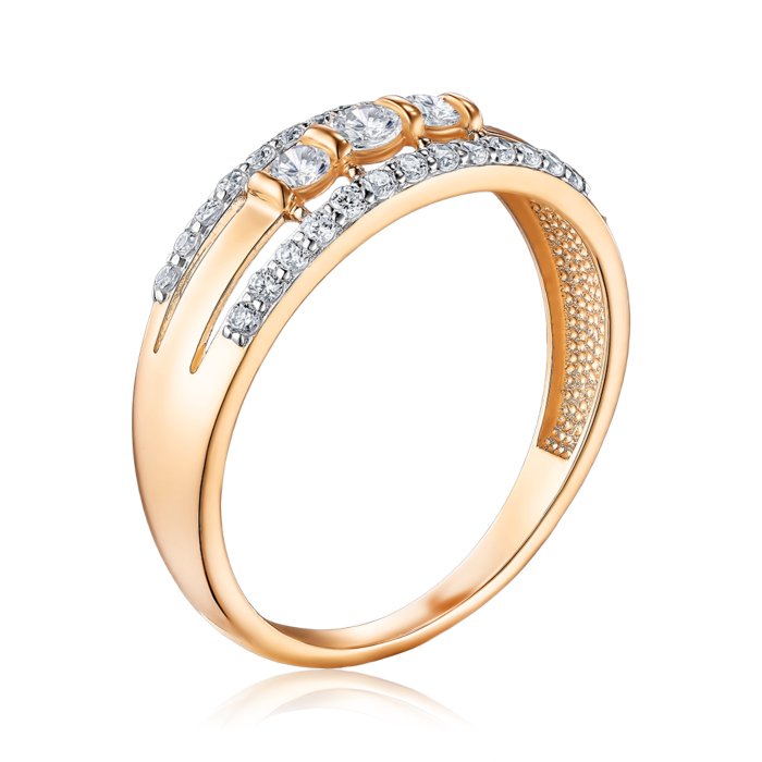 Золота каблучка з фіанітами 18541/01/1/4543
