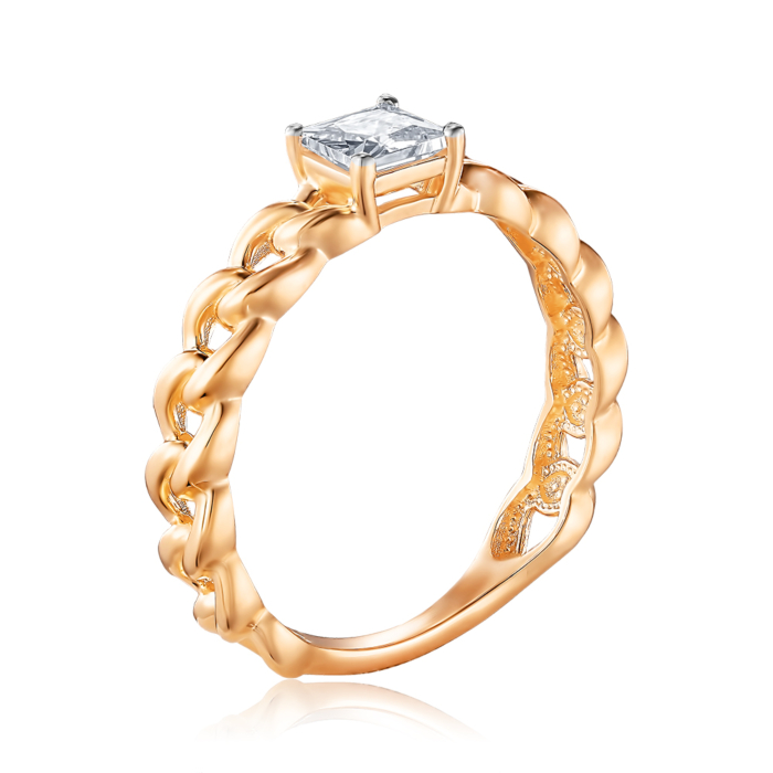 Золотое кольцо с фианитом. Артикул 18552/01/1/487