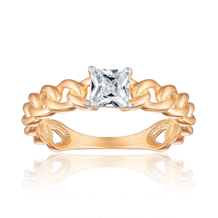 Золотое кольцо с фианитом. Артикул 18552/01/1/487