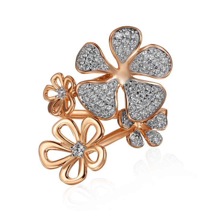 Золотое кольцо с фианитами, Артикул 18554/01/1/1107