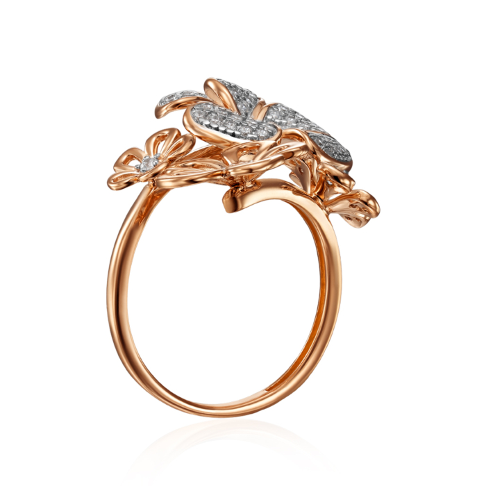 Золотое кольцо с фианитами, Артикул 18554/01/1/1107