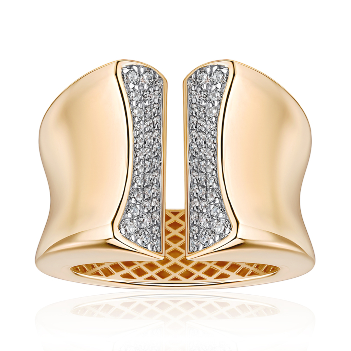 Золотое кольцо с фианитами 18567/01/1/75